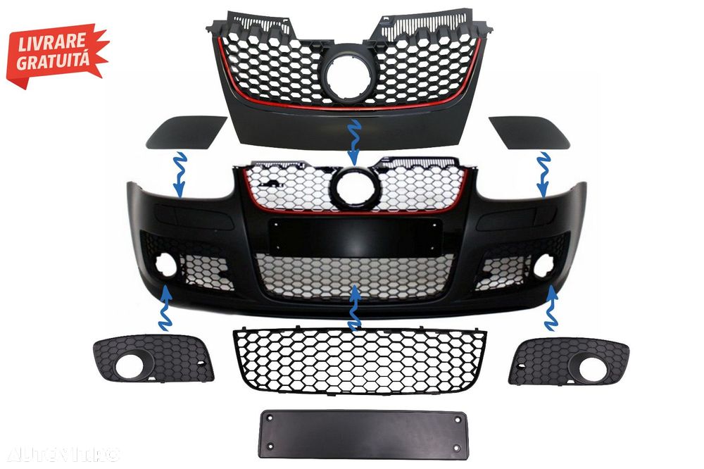 Accesorii Grile Bara fata GTI Look VW Golf 5 V (2003-2007)- livrare gratuita - 1