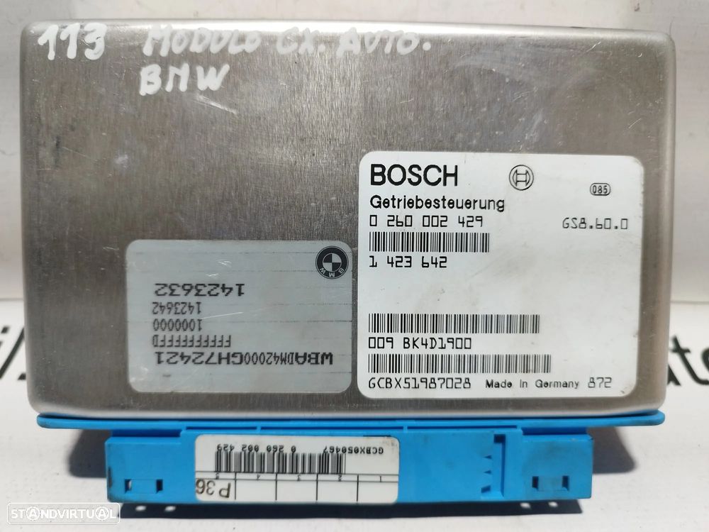 CENTRALINA ECU MÓDULO CAIXA VELOCIDADES AUTOMÁTICA BOSCH GS8.60.0  0260002429  1423642  1423632  BMW SÉRIE 5 523i 2.5 170 CV 523i TOURING 2.5 170 CV M52 B25  256S4 - 3