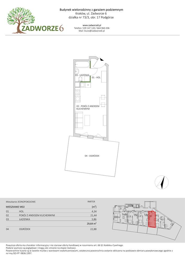 Nowe 1-pokojowe mieszkanie 29,6 m² | Parter z ogrodem