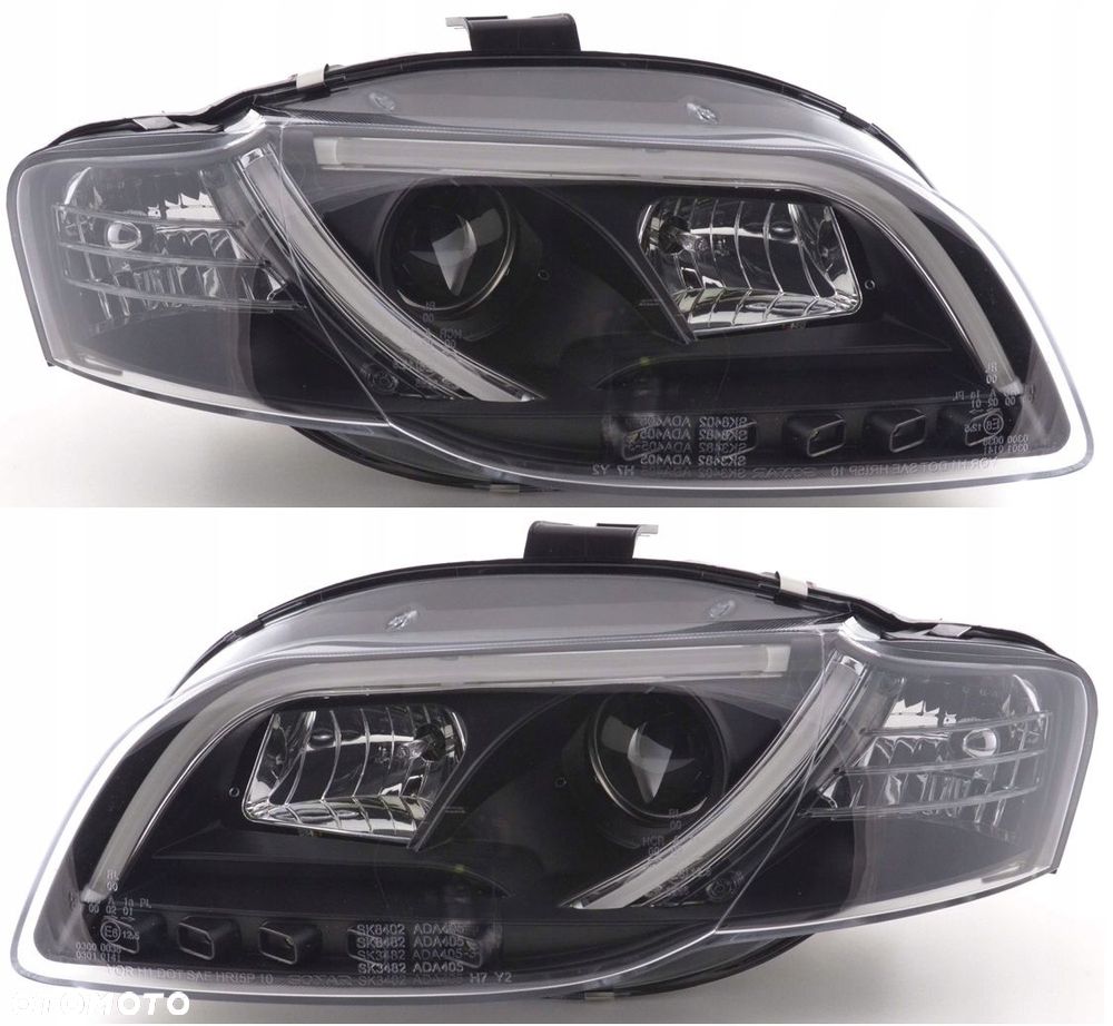Reflektor Lampa L+R LED TRU DRL Black Soczewka Czarne Audi a4 b7 8e 04-08 - 1