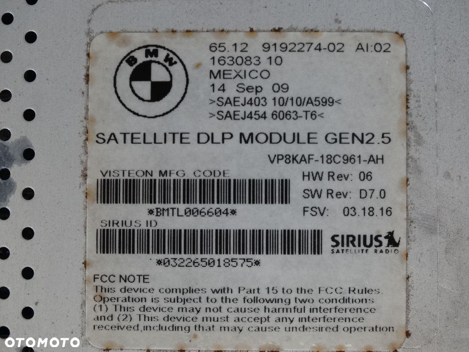 BMW USA Radio E60 E90 E70 E65 DLP 9192274 R55 - 3