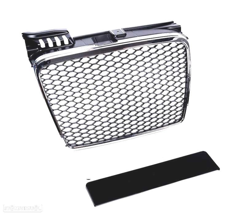 GRELHA FRONTAL AUDI A4 B7 LOOK RS PRETO CROMADA - 4