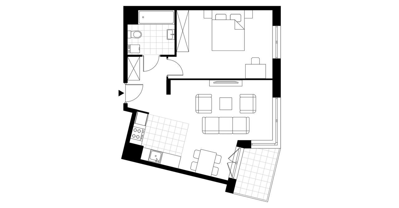 2-pokojowe mieszkanie 48m2 + loggia - Pełny obrazek: 3/16