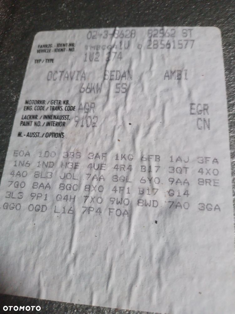 SKODA OCTAVIA I LIFT 00-10 1.9 TDI    BŁOTNIK PRAWY LEWY PRZÓD  9102 - 18