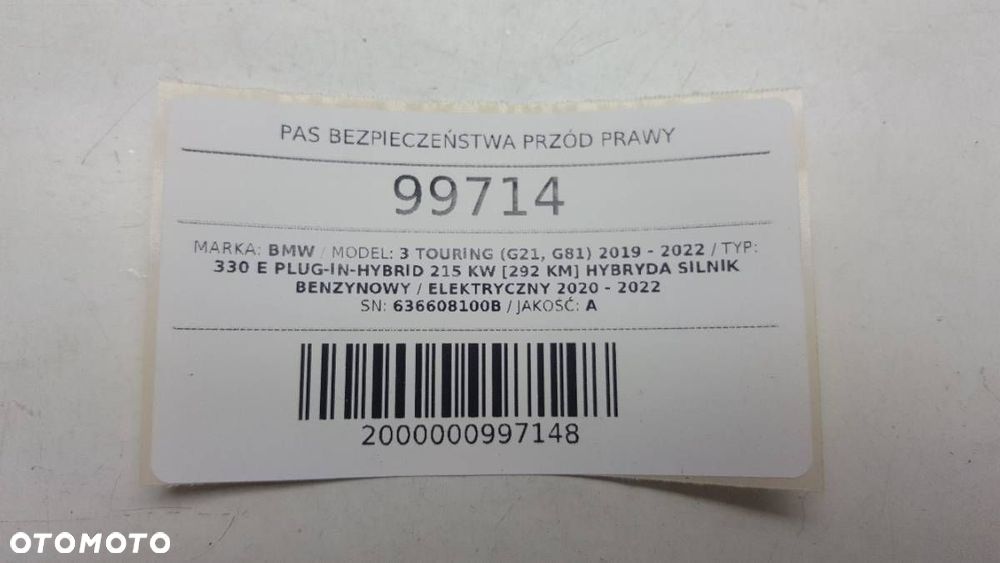 PAS PRZÓD PRAWY 636608100B BMW G21 G20 2021 - 5