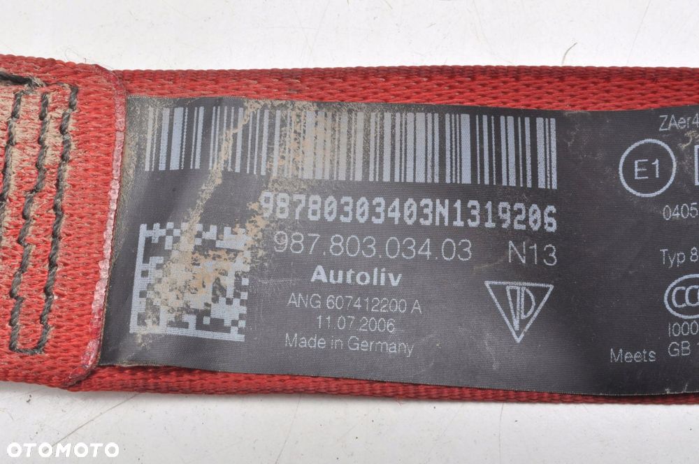 PORSCHE BOXSTER 987 PAS BEZPIECZEŃSTWA PRAWY PRZÓD PRZEDNI P1 98780303403 - 6