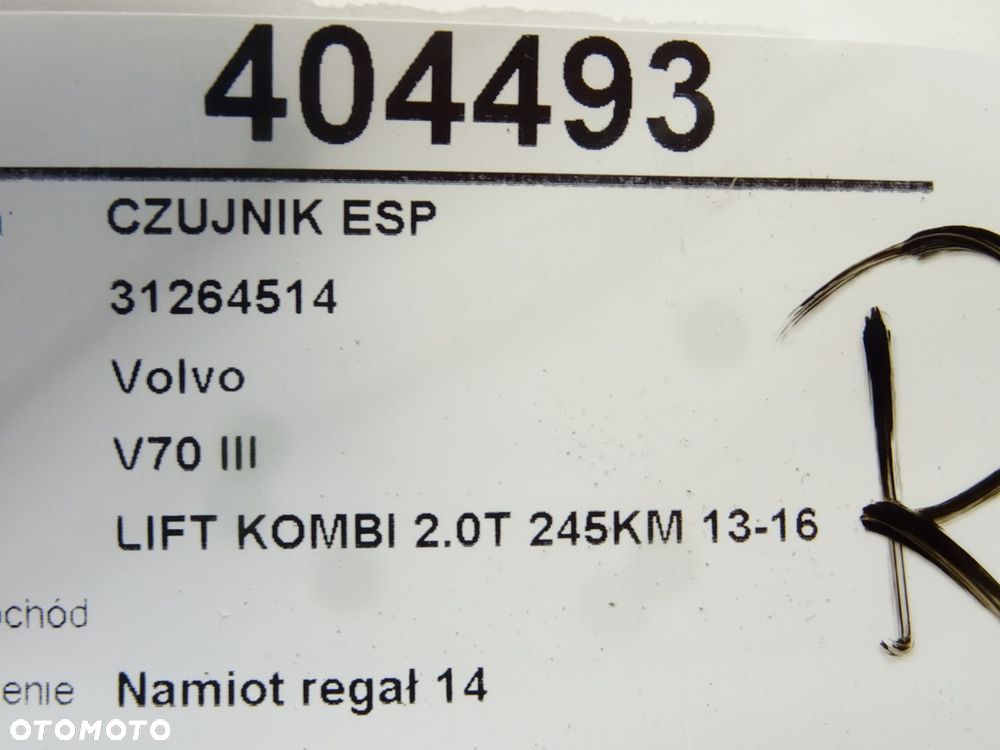 CZUJNIK ESP  VOLVO V70 III (135) 2007 - 2016 T5 180 kW [245 KM] benzyna 2013 - 2016 31264514 - 5
