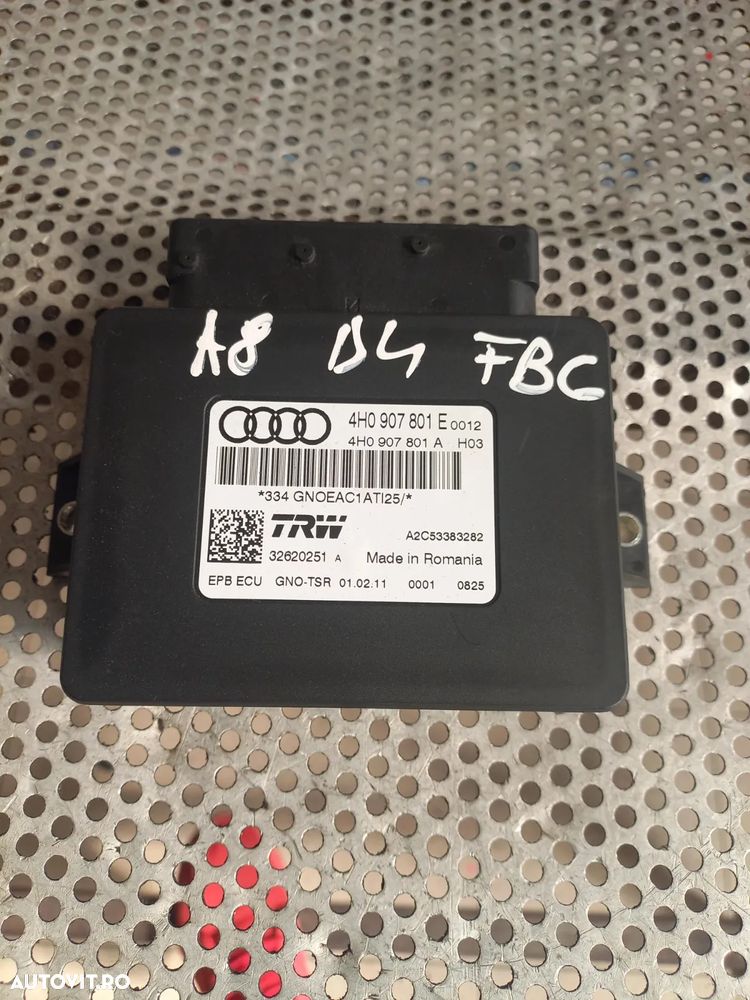 Modul Calculator Frana De Mana Audi A8 4H D4 An 2010-2011-2012-2013-2014-2015-2016-2017 Cod 4H0907801E Dezmembrez Audi A8 4H D4 Volan Stanga 3.0 Tdi Quattro Motor CDT Cutie MXU - Dezmembrari Arad - 4