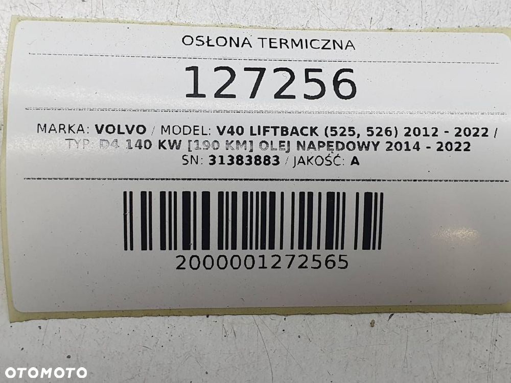 OSŁONA TERMICZNA WYDECHU VOLVO V40 II 31383883 - 6