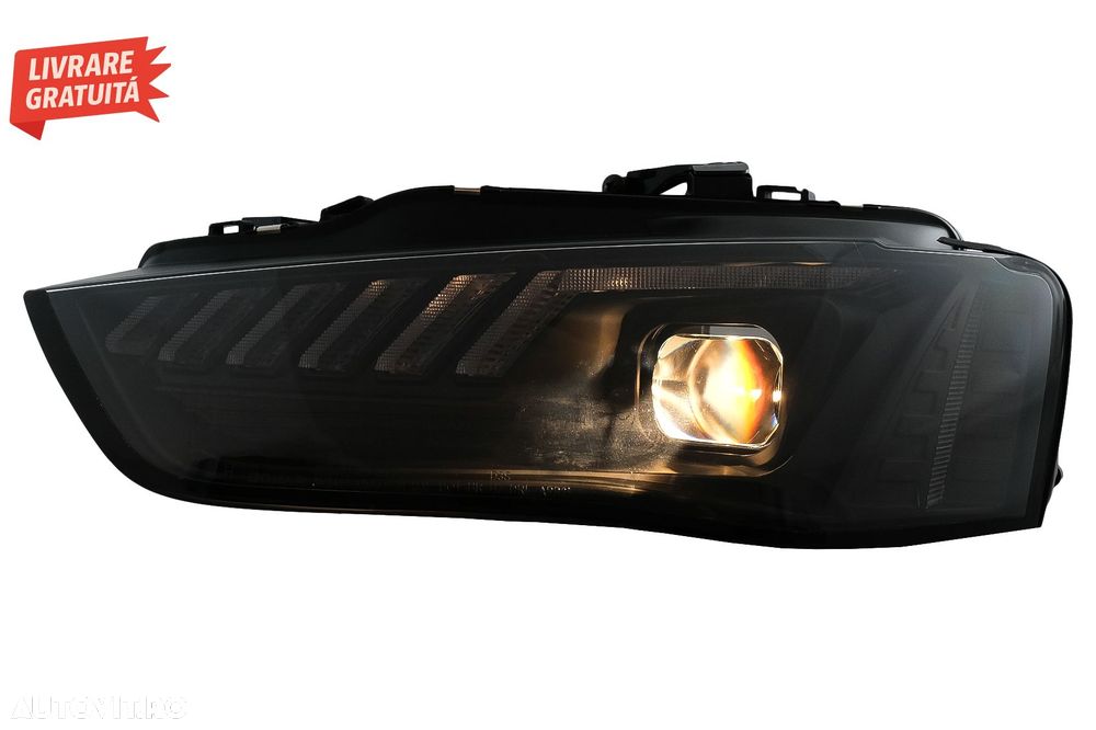Faruri LED DRL Audi A4 B8.5 Facelift (2012-2015) Negru Semnal Dinamic- livrare gratuita - 6