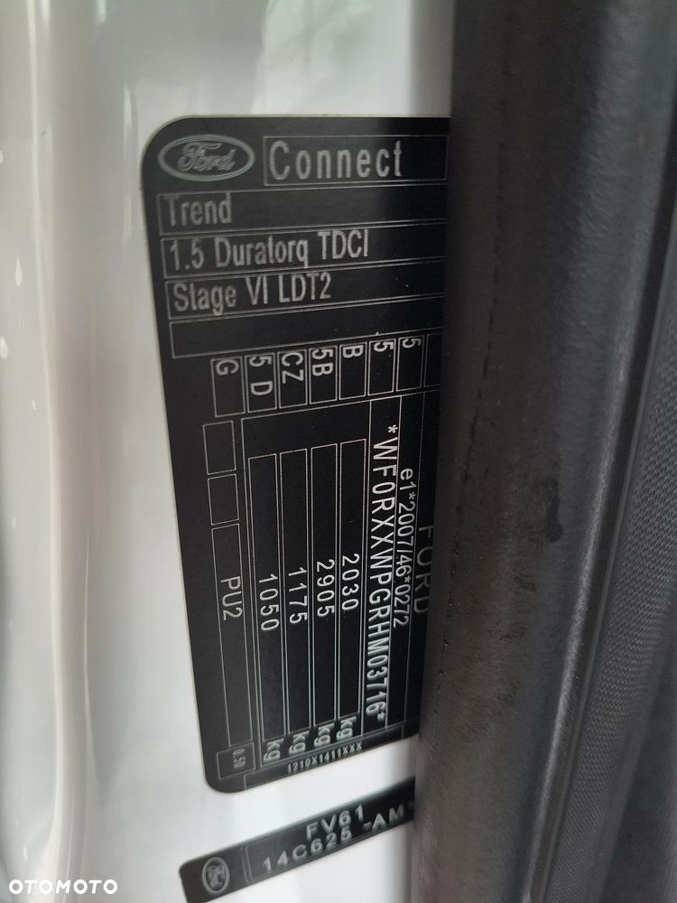 Ford TRANSIT CONNECT 1.5 TDCI (75KM) 5-BIEGÓW KLIMA STAN IDEALNY BEZWYPADKOWY 100% SERWIS KM NIE MA RDZY ! ! ! - 39