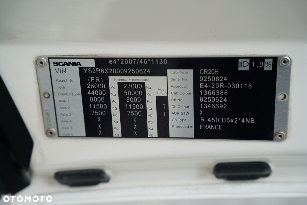 Scania R 450 / FIRANKA 7,7 m / 6x2 / DACH PODNOSZONY / OŚ PODNOSZONA / SKRĘTNA / WINDA DHOLLANDIA 3 500 KG / KLIMA POSTOJOWA / EURO 6 - 38