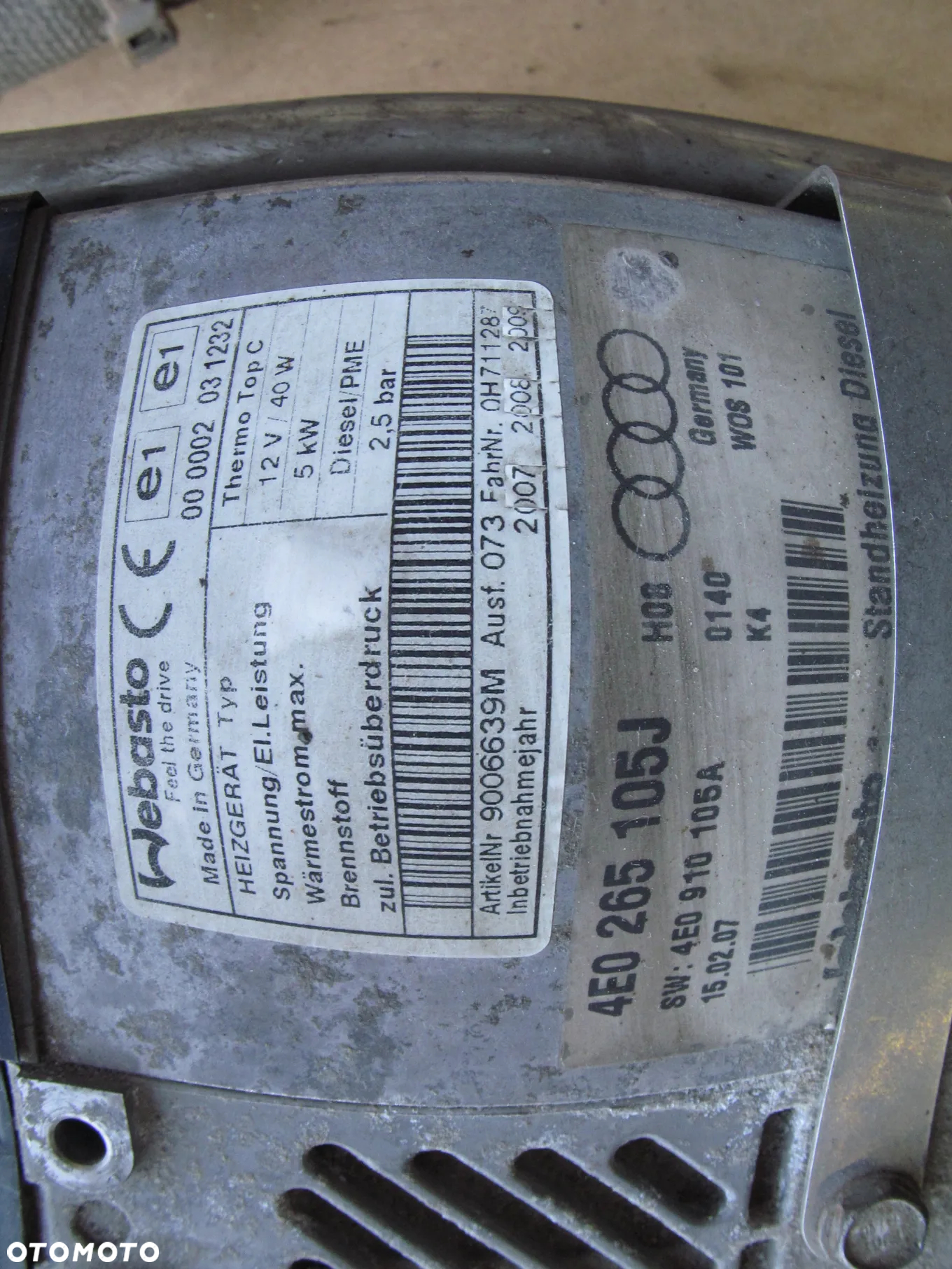 webasto do Audi A8d3 - 2