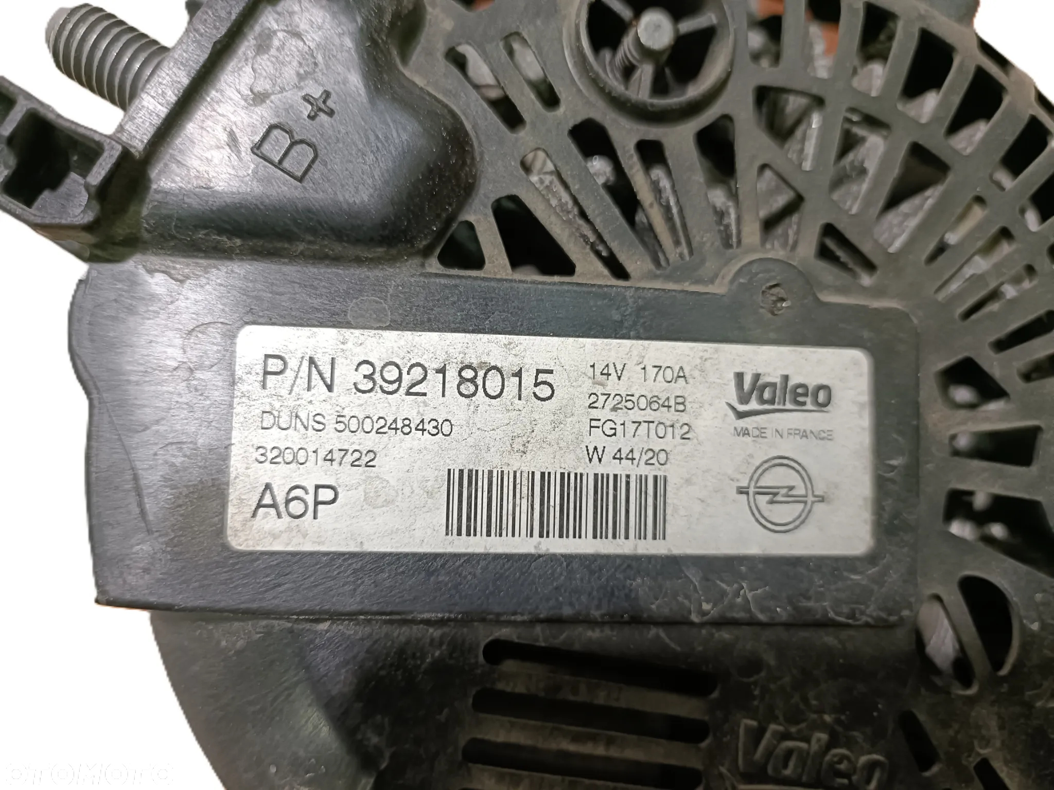 OPEL ASTRA K 15-21 1,5 CDTI alternator VALEO 39218015 * - 3