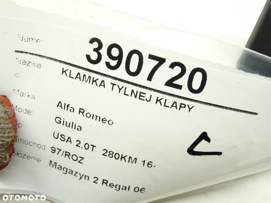 KLAMKA TYLNEJ KLAPY - 360.00 PLN - ALFA ROMEO GIULIA (952_) 2015 - 2022 2.0 (952ACA25) 206 kW [280 - 6