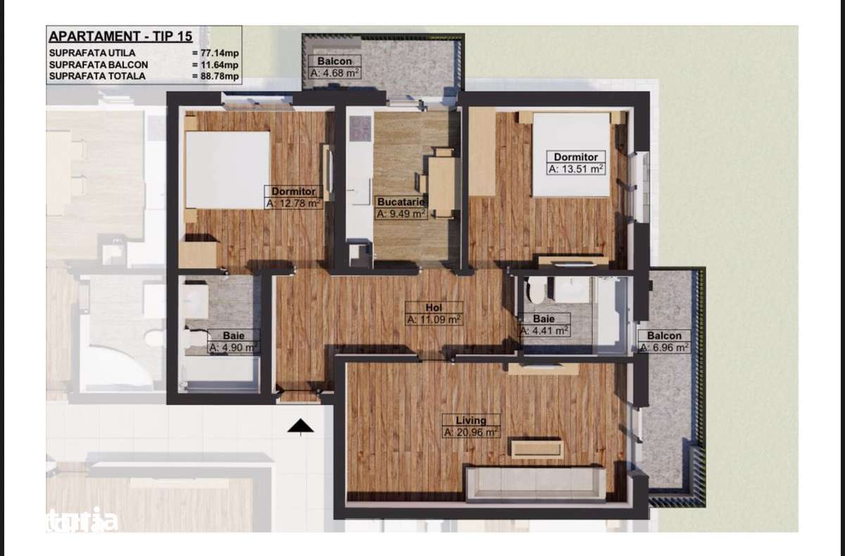 Vând Apartament 3 Cam Dobroesti Fundeni Str. Trifoiului - Imagine principală: 4/13