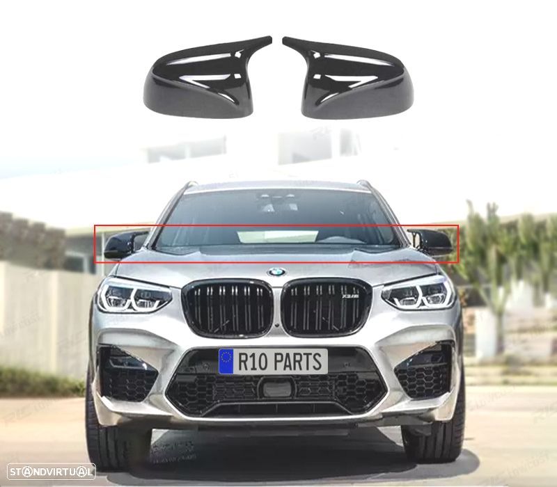 CAPAS DE ESPELHOS RETROVISORES BMW X5 G05 X6 G06 LOOK M PRETO BRILHANTE - 1