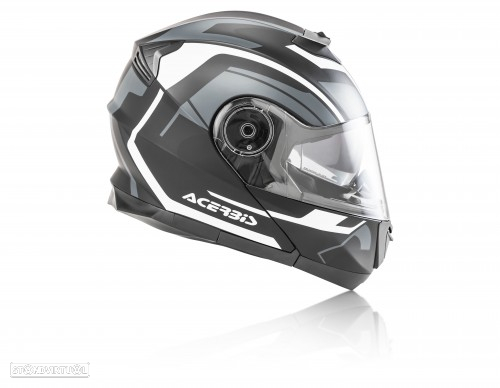 capacete modular acerbis flip up preto - cinza - 4