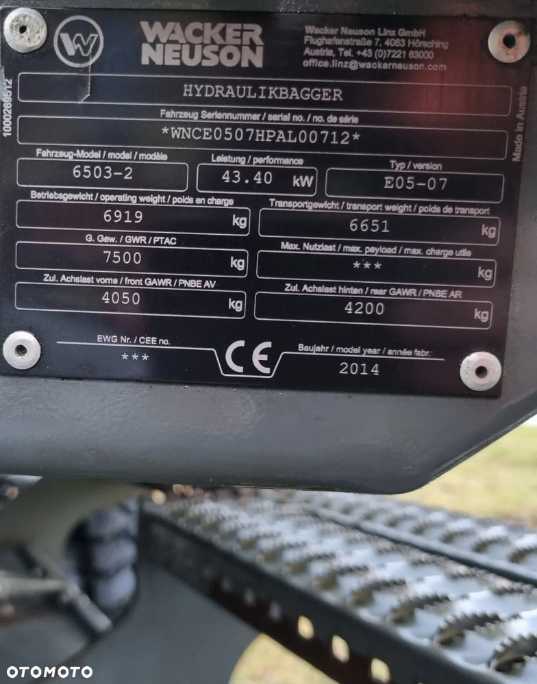 Wacker Neuson 6503 wersja 7 Koparka Kołowa 8 ton 3x łamane ramie Tylko 929 mtg jak Nowa z Salonu 2015r Import Norwegia Silnik YANMAR zero luzów wycieków 2 łyżki Okazja KLIMA Pompa ON - 14