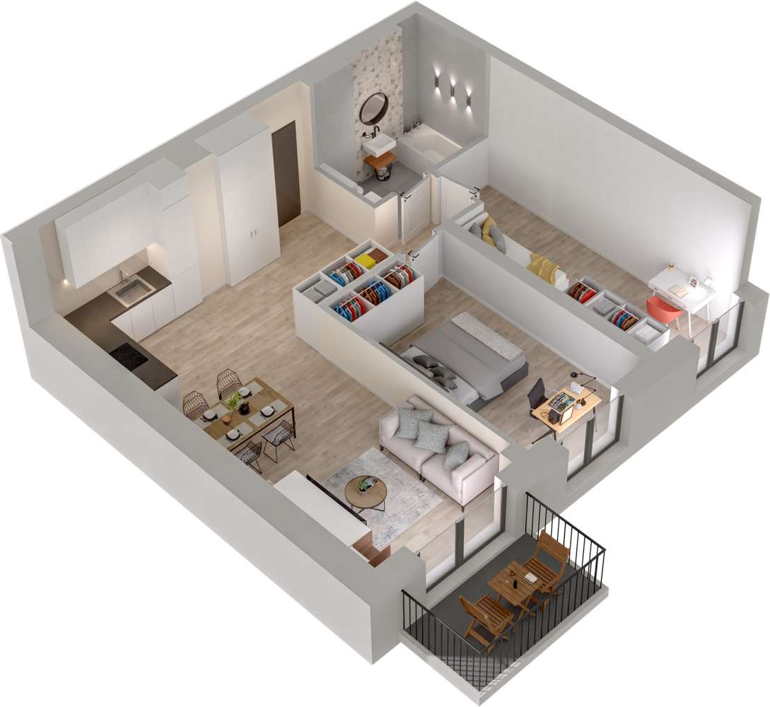 2.M.04 | 60,33 m² | 3 pokoje z balkonem | Krzyki- Gaj