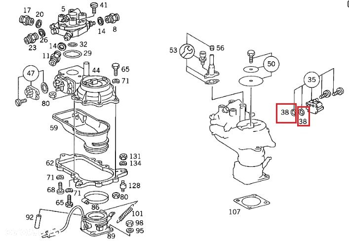 MERCEDES WIELE MODELI Uszczelka regulatora cisnienia paliwa OE - 2