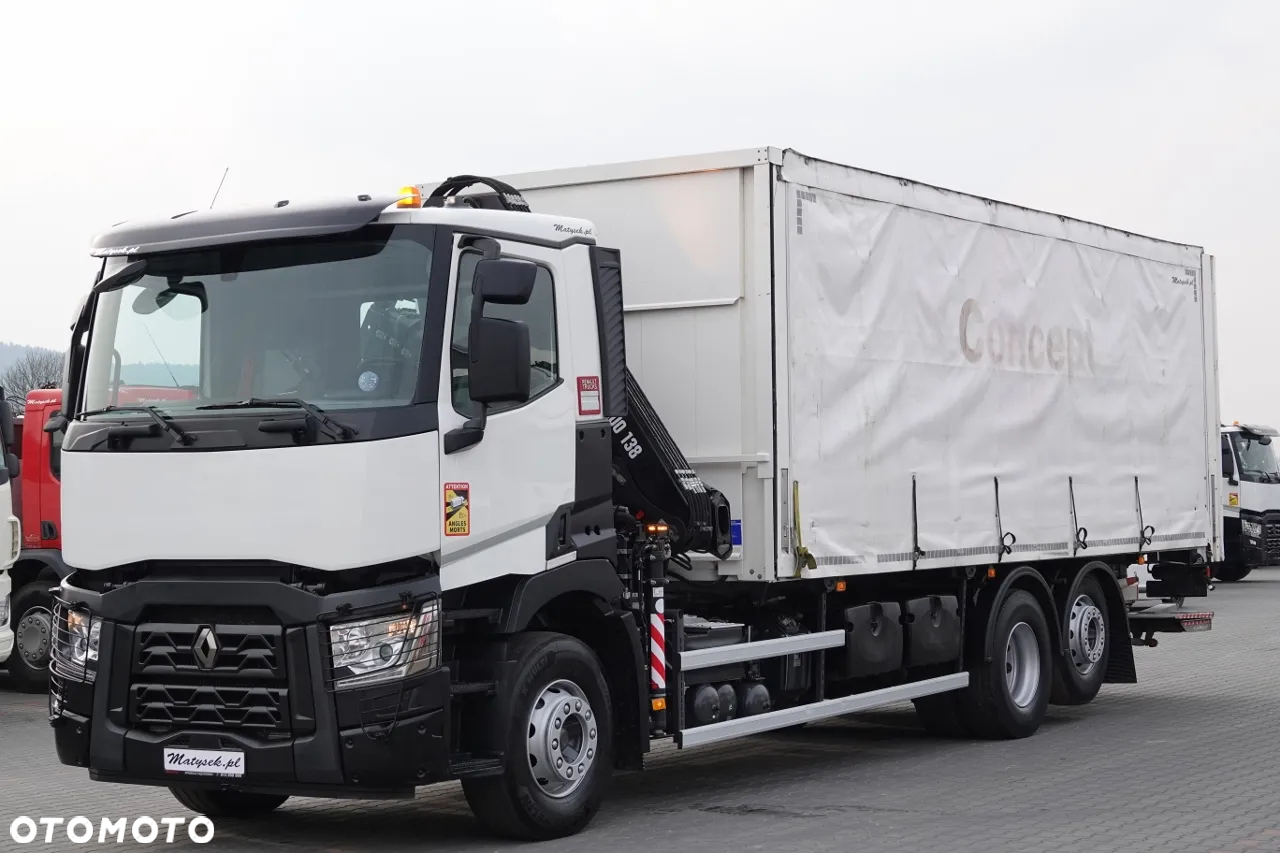 Renault C 380 / 6x2 / SKRZYNIOWY / HDS HIAB 138 B-3 WYSÓW 10,5 M / ROTATOR / STEROWANIE RADIOWE / + WINDA ZAŁADOWCZA / ZABUDOWA FIRANKA ZSUWANA / EURO 6 - 4