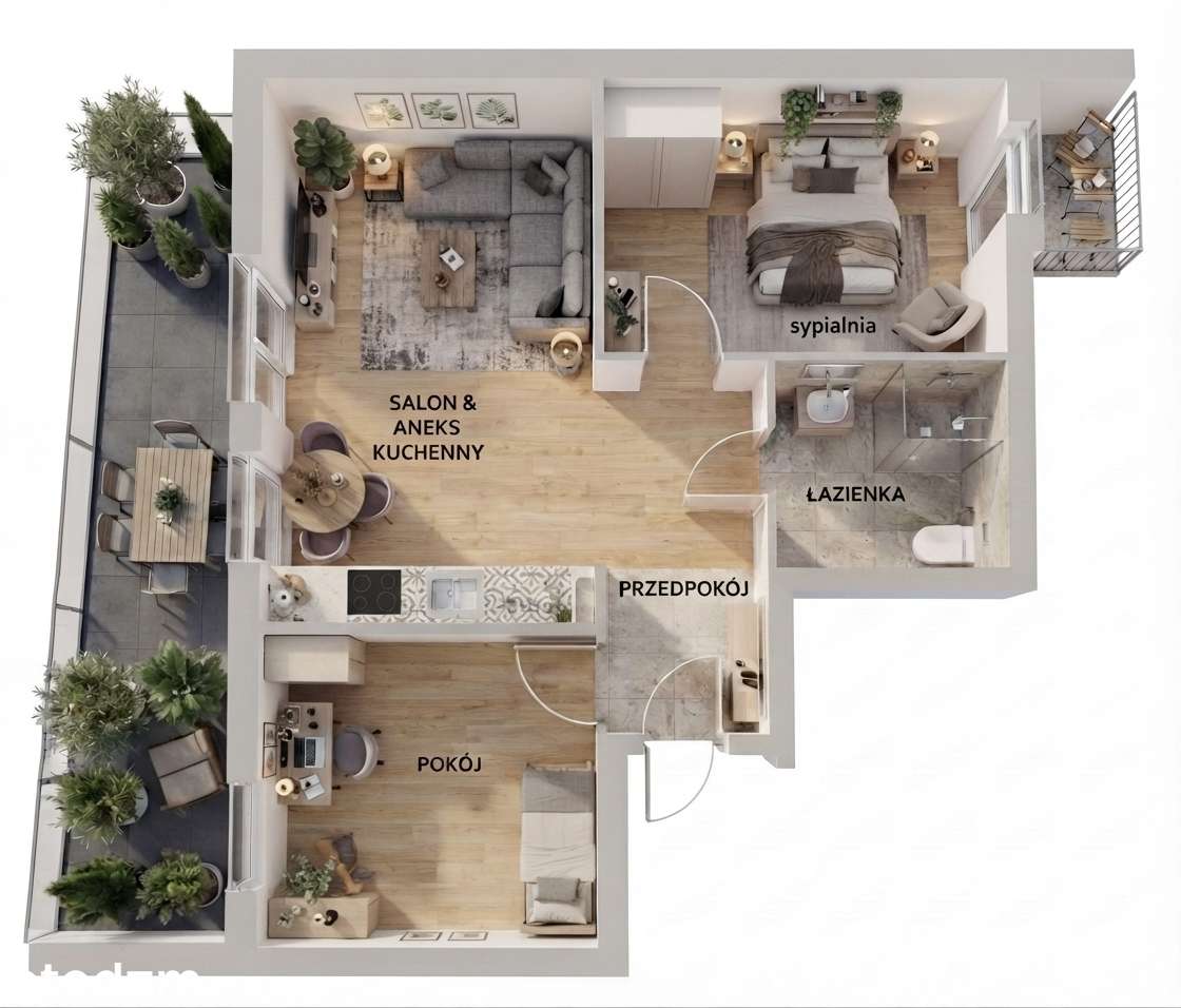 Ostatni Apartament 3-pokojowy z balkonem i DUŻYM TARASEM