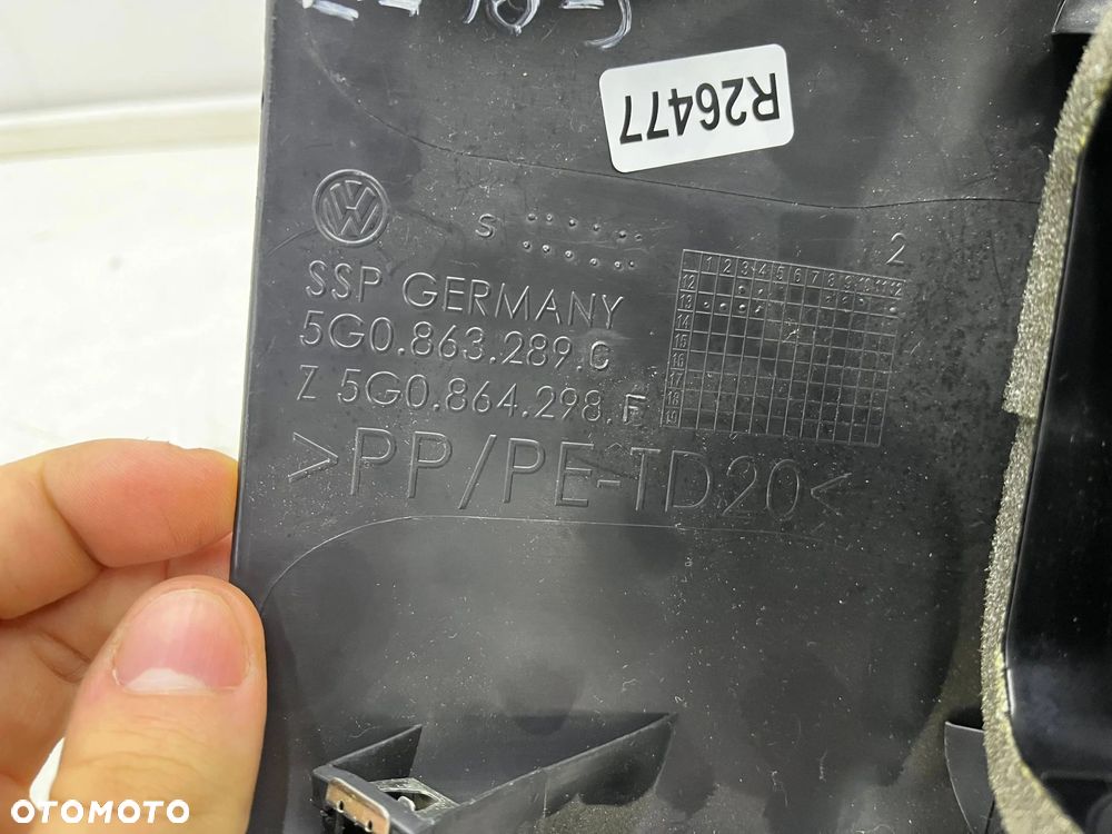 Tunel środkowy VW Golf 7 VII 12-20r. tylne wykończenie tunelu kratki nawiewu 5g0863289c - 10