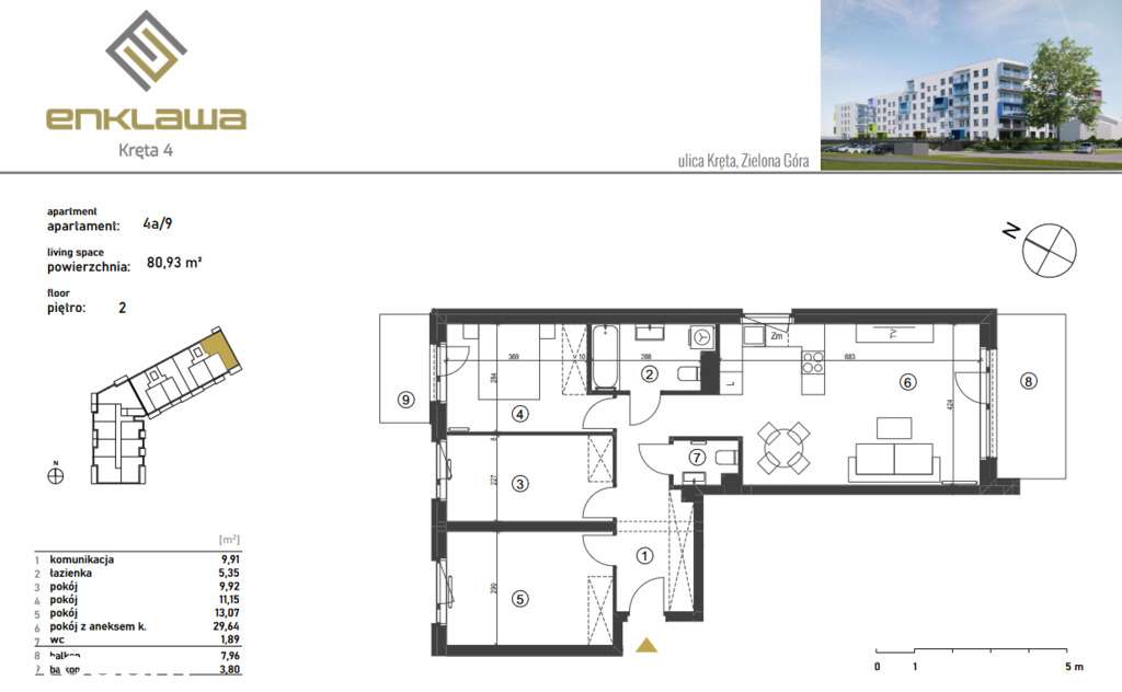 Nowoczesna architektura- Kręta z dwoma balkonami.