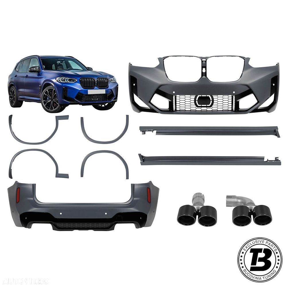 Pachet Exterior compatibil cu BMW X3 G01 LCI X3M Design - 1
