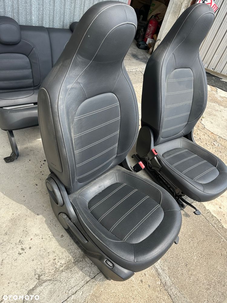 Smart 453 twingo 3  fotel grzany skórzany biała  nić  oparcie iso fix air bag grzany kanapa tył - 3