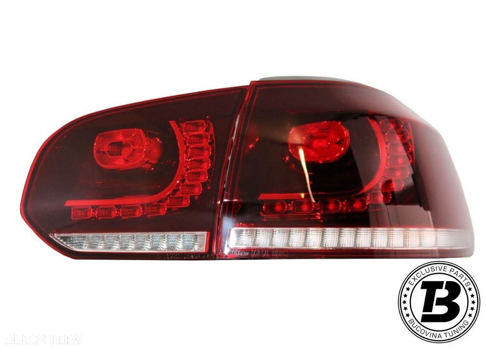 Stopuri Full LED compatibile cu VW Golf 6 VI R20 Cherry Red Design - 11