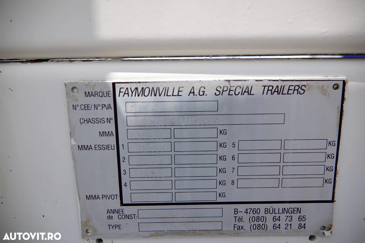Faymonville ȘASIU JOS FAYMONVILLE / STN-3A / EXTENSIBIL / VANZĂ PORTABILE / 19 M / RAMPE HIDRAULICE / IMPORTATE - 27