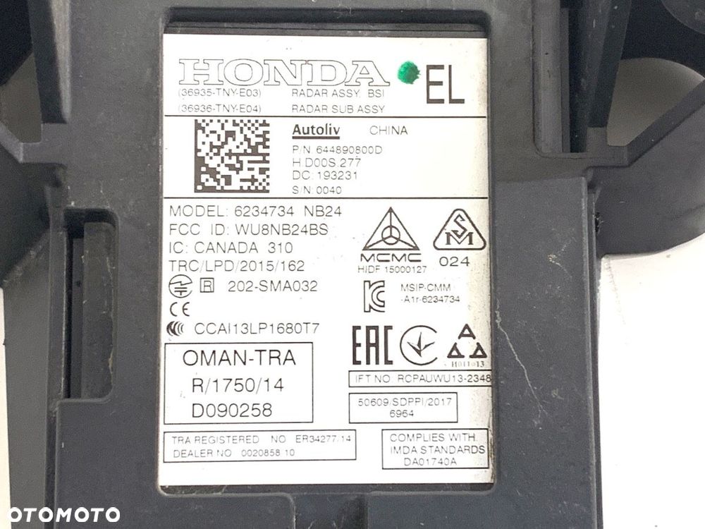 RADAR DISTRONIC  HONDA CR-V V (RW_, RT_) 2016 - 2022 2.0 e-CVT Hybrid AWD (RT6) 107 kW [145 KM] - 3