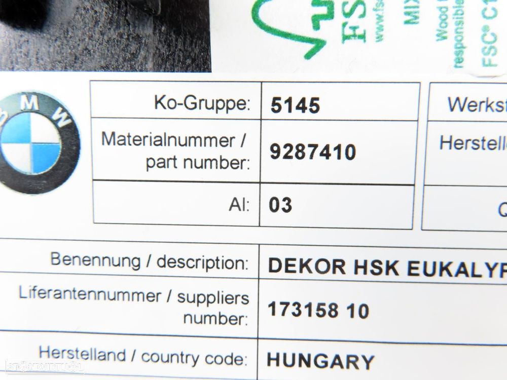 Conjunto Frisos do Tablier Usado / Original BMW i3 (I01) 51459332448 - 6