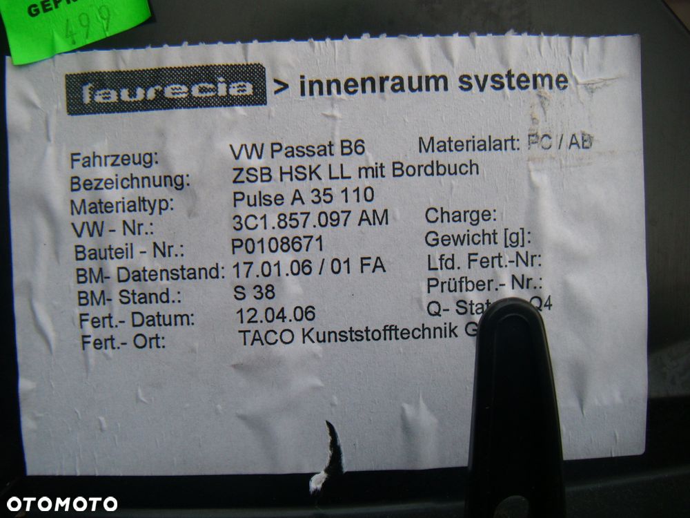 vw passat b6 schowek pasażera europa 3c1857101 - 3