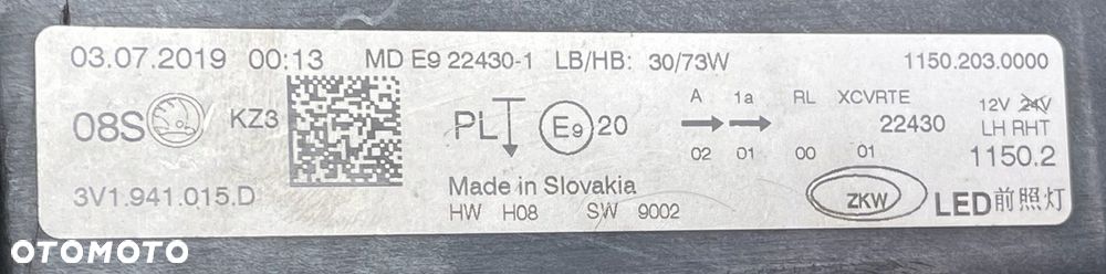 SKODA SUPERB 3 III LIFT LEWA LAMPA PRZÓD FULL LED 3V1941015D 03.07.2019 - 6