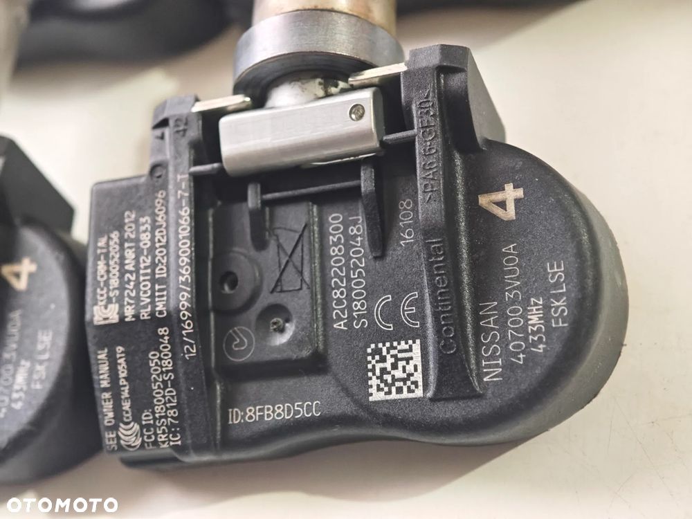 4x Czujnik ciśnienia kół TPMS Nissan Qashqai juke micra note x-trail pulsar - 4