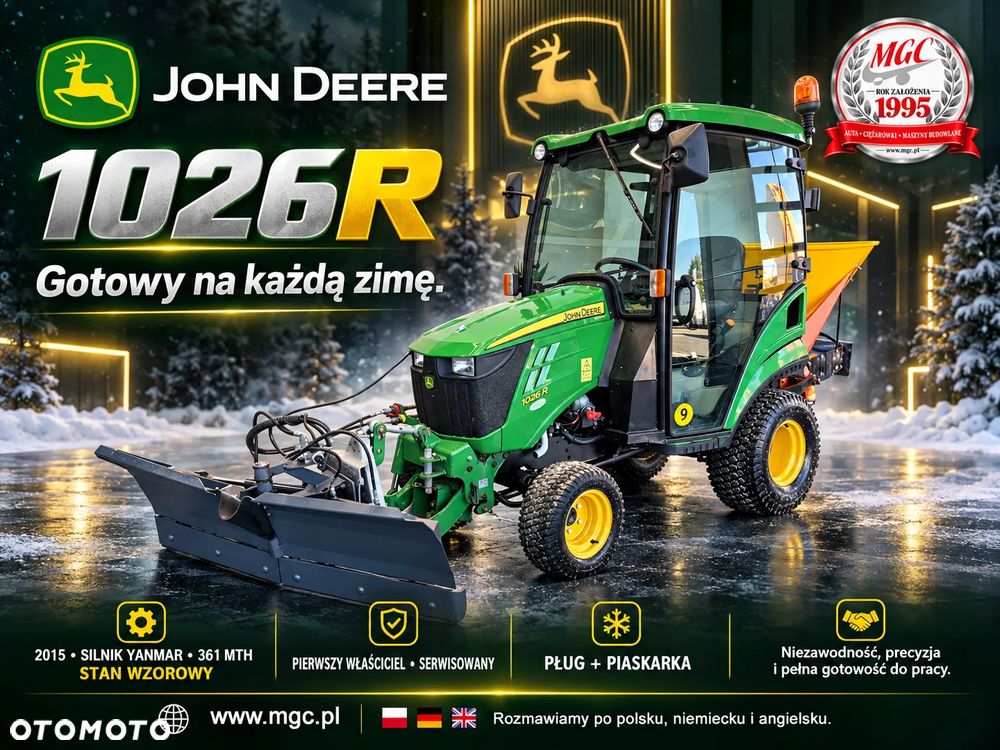 John Deere 1026 R 4X4 / MINI TRAKTOR / PŁUG / SYPIARKA / NOŚNIK NARZĘDZI / STAN IDEALNY / YANMAR / SERWISOWANY / NISKIE MOTOGODZINY - 2