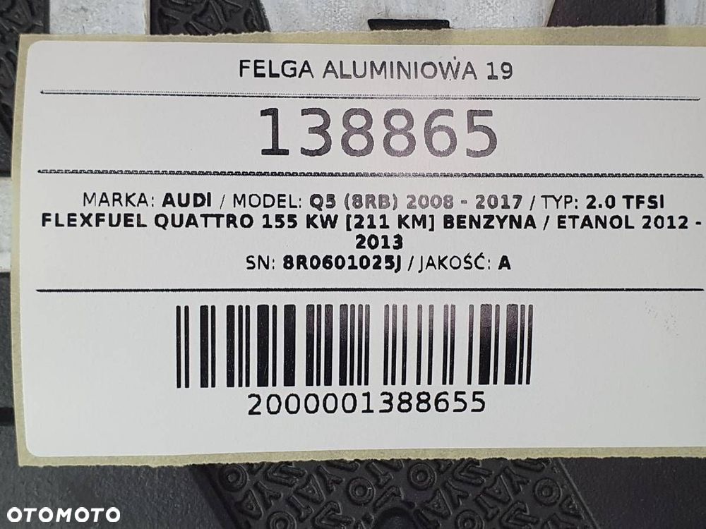 FELGA ALUMINIOWA 19 5X112 AUDI Q5 8R 8JX19H2 ET39 8R0601025J - 7