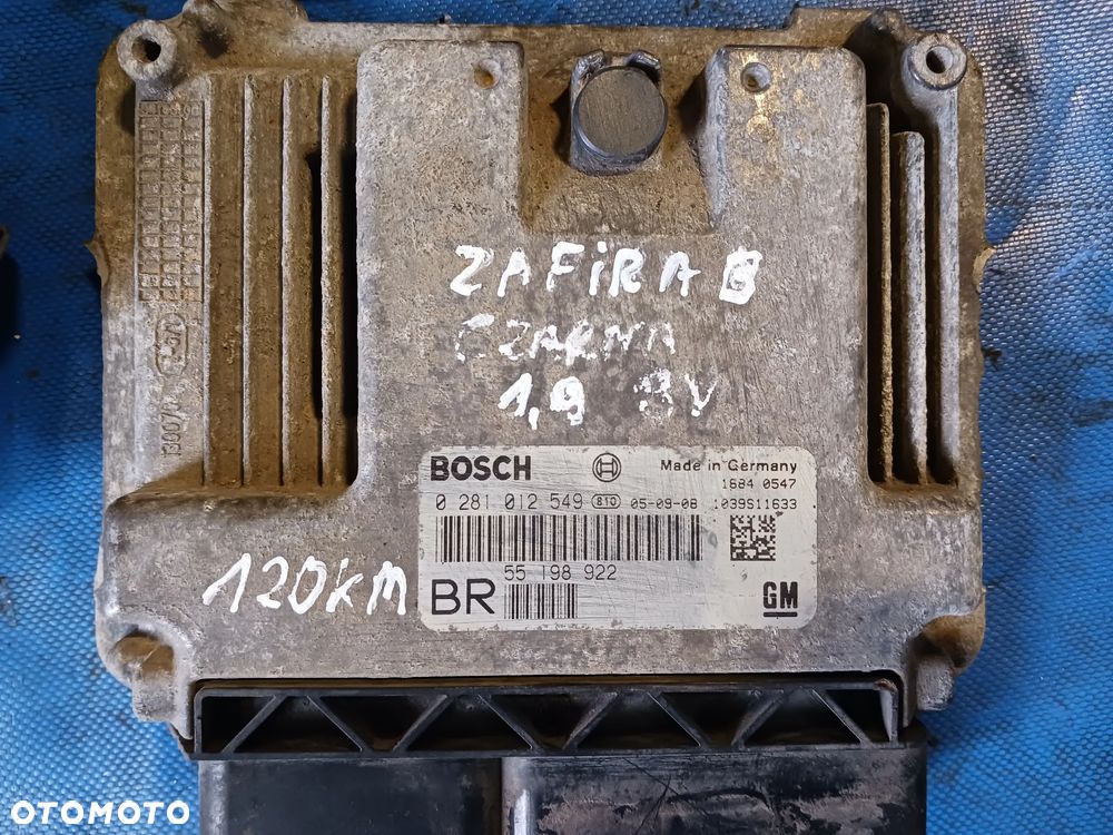 Zestaw startowy do odpalenia Opel Zafira B 1.9CDTI 120KM Sterownik ECU 0281015549 55198922 Manetka zespolona stacyjka kluczyk bsi 13206762 13206745 komplet - 2