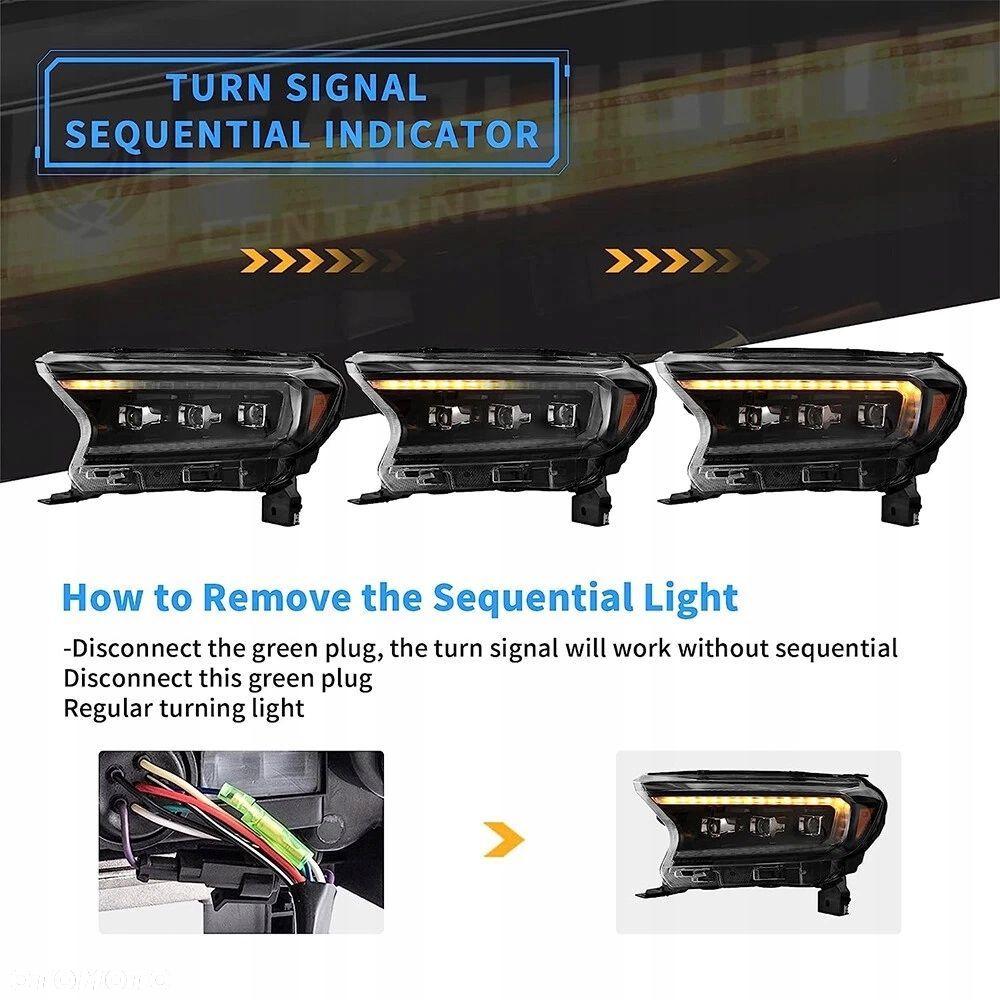 reflektor lampa kpl vland full led neon tuning ford ranger v 5 mk5 lift 16- - 5