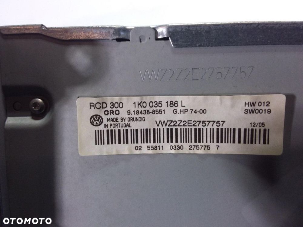 VW TOURAN I RADIO CD FABRYCZNE 2DIN 1K0035186L - 3