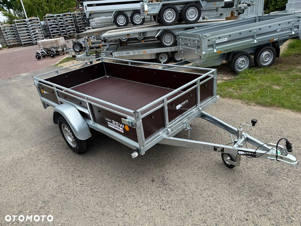 Inny Przyczepa VESTA LIGHT 25W 251x135x39 cm WYSOKIE BURTY ze sklejki spawana rama Częstochowa MOTOMUS