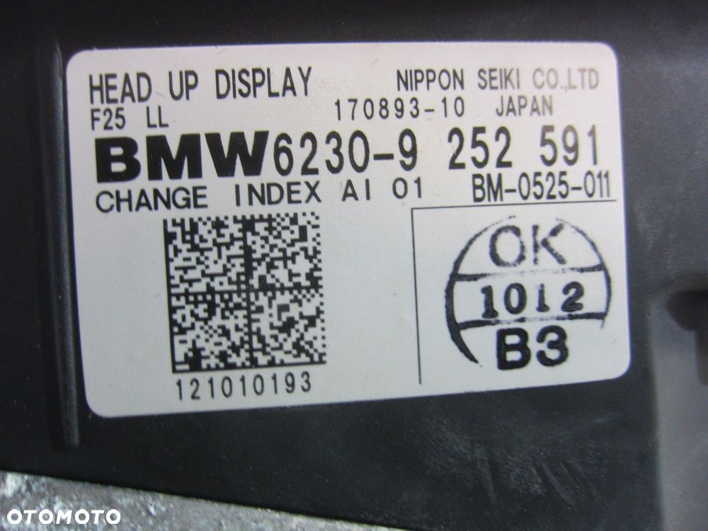 BMW X3 F25 WYŚWIETLACZ HEAD UP HEADUP RZUTNIK 62309240168 62309252591 - 8