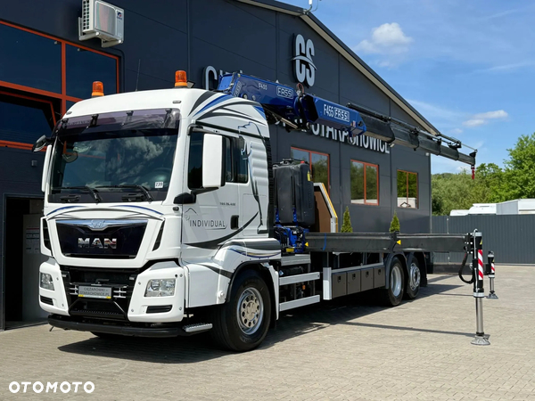 MAN TGS TGX 26.400 // E6 // 6x2 // platforma + FASSI F455RA.2.25 // Do przewozu kontenerów dzwig żuraw HDS kran crane laweta