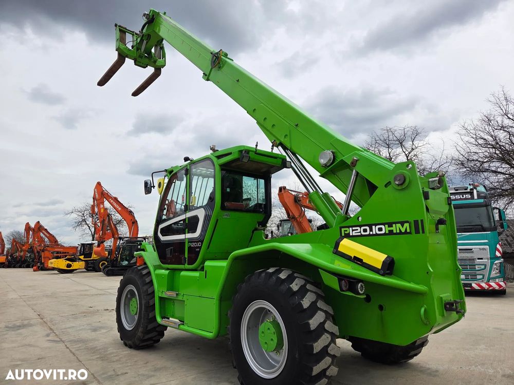 Merlo CA SI O MACARA de 12t, P120.10, ridica 12t la 5m si 7t la 10m, 1.164h, 2018, furci, cupa 3,5mc, Masa operational 15,6t, sistem protectie cu 3 camere/parte, protectie cabina, Aer cond, cilindri de MACARA, posibil leasing 2 ani, PROMOTIE 93.900 EUR+Tva - 1