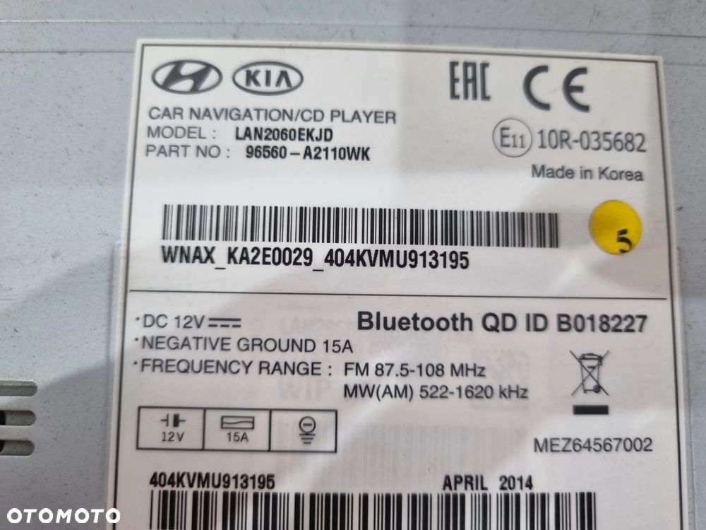 KIA CEED II RADIO NAWIGACJA WYŚWIETLACZ 96560-A2110WK - 5