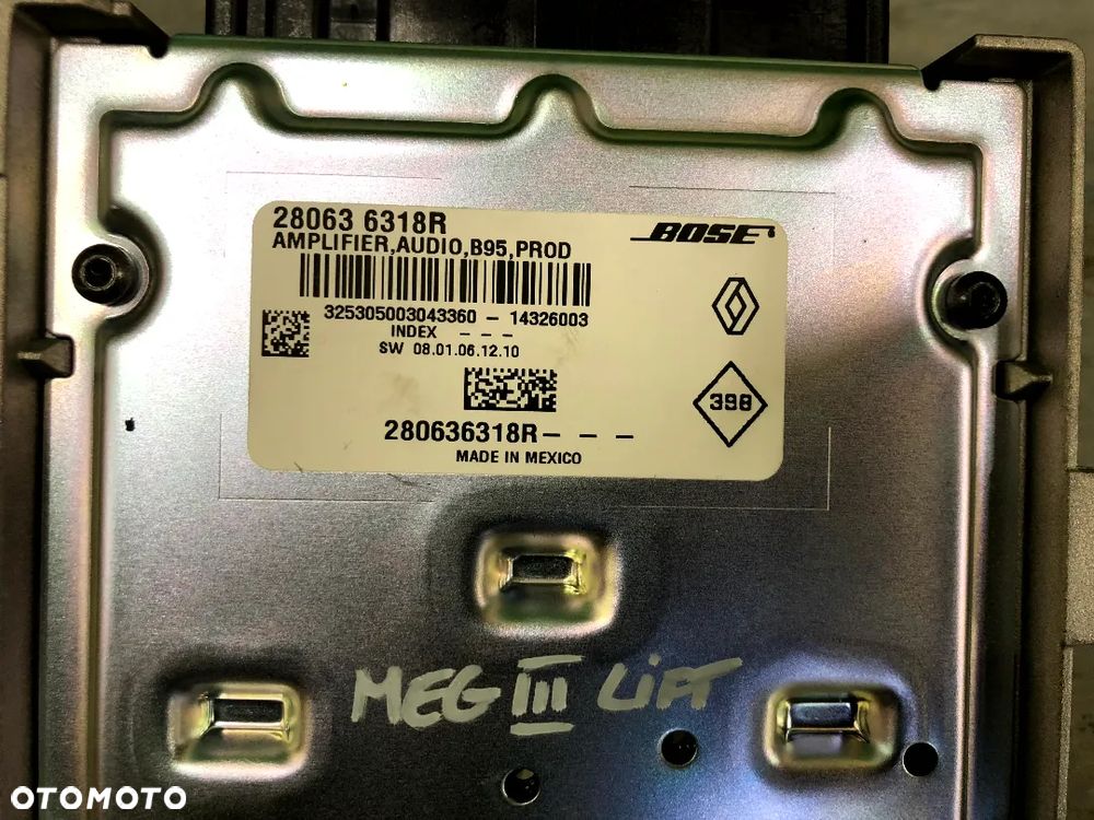 RENAULT MEGANE III LIFT WZMACNIACZ FABRYCZNY RADIA BOSE 280636318R - 3