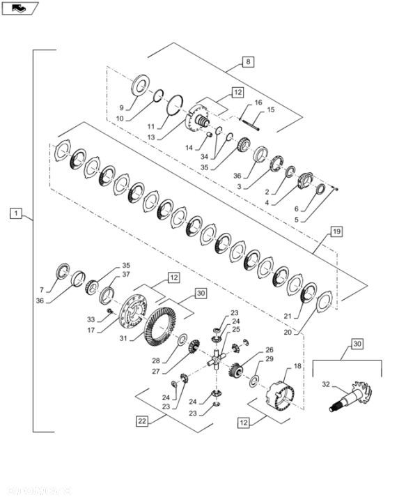 New Holland T6090 T6070 T7230 Koło zębate stożkowe 87324538 - 1
